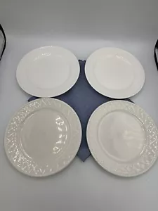 4 Pc Set Totally Today 7” Salad Plates Embossed Edge Weave Pattern White - Picture 1 of 7
