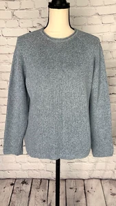 L.L. Bean Woman Rollkragen 100% Baumwolle Strick Pullover meliert blau Raglanärmel L - Bild 1 von 20