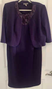 Maya Brooke Dress & Jacket Purple with Sequin & Embroidered Accents Size 14/16 - Picture 1 of 14