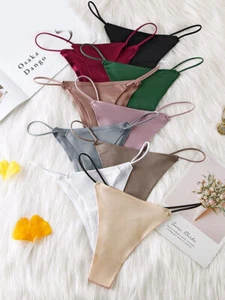 Set Damen-Satin seidiger Tanga G-String Höschen Unterwäsche nahtloser Unterteil 2024 - Bild 1 von 25