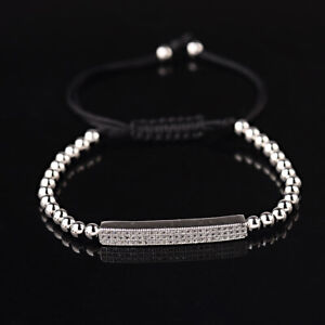 Luxury Micro Pave Men Girls Cz Bead Bracelets Gold Braided Charm Copper Bracelet