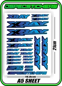 XRAY RC A5 STICKER SHEET NT1 T4 XB9 RX8 ELECTRIC NITRO DECALS R/C BLUE FADE B - Picture 1 of 7