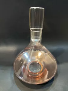 Vtg Wine Aerator Glass Decanter Clean Minimalistic Modern Design 11” Pink Bottom - Picture 1 of 10