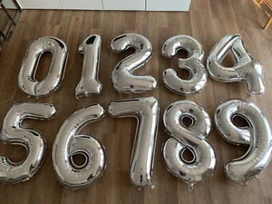 Extra Large Silver Balloon Numbers 1 - 9 Helium or Air Filled Birthday Balloons - Picture 1 of 14