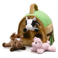UNIPAK Designs 10” Barn & Farm Animals 4 Piece Finger Puppet Set - Cow Pig Horse