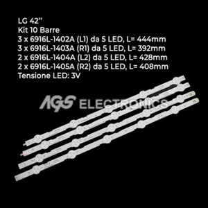 BARRE À BANDES À LED LG 42LN5200 6916L-1402A 6916L-1403A 6916L-1404A 6916L-1405A - Picture 1 of 1