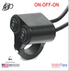 7/8" 22mm 12V Dual Motorcycle Handlebar Light On~Off~On Switch Aluminum Alloy - Foto 1 di 8