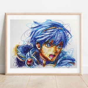 Marth Ballpoint Pen Print, Fire Emblem Art Poster - Picture 1 of 3