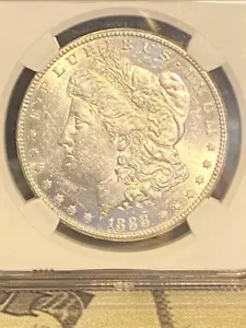 1888-S Morgan $1 Lustrous Lite Gold Rim Tinted Silver Dollar NGC Certified AU58 - Picture 1 of 10