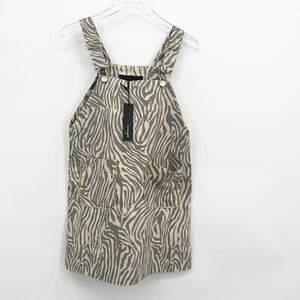 Imoga Girls Size 6 Zebra Print Mila Overalls Dress Cotton Blend, Two Pockets NWT - Picture 1 of 8