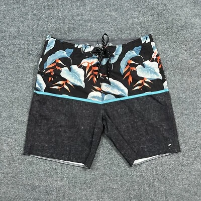 Rip Curl Mens Board Shorts 34 Black Mirage Surf Floral Stretch Zip Pocket Logo - Image 1 of 4