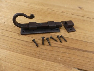 IRON FLAT SLIDING LOCK CABINET DOOR CUPBOARD DEAD BOLT SLIDE LATCH BARN BARREL  - Image 1 of 4