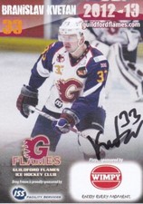 BRANISLAV KVETAN, GUILDFORD FLAMES, RARE TEAM-ISSUED 2012-13 AUTO'D/SIGNED CARD.