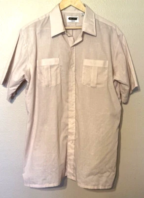 Camisa de Colección Años 70 Camp Bronceada Manga Corta Botón Para Hombre Talla XL Sea Isle by Arrow Foto 1 de 4