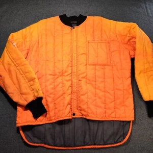 VTG 70s Full Zip Up Jacket Adult Mens Thrashed Blaze Orange  Simco XL L - Picture 1 of 15