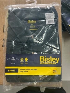 BS6433 Bisley Cotton Drill Open Front Long Sleeve Green 5XL $110 for 5 - Picture 1 of 3