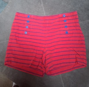 Talbots Red Blue Striped Sailor Cotton Shorts Size 14 - Picture 1 of 5