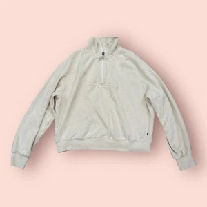 Prana Pullover Sweatshirt womens size Medium Ivory Beige Hemp Blend 1/4 Zip - Picture 1 of 7