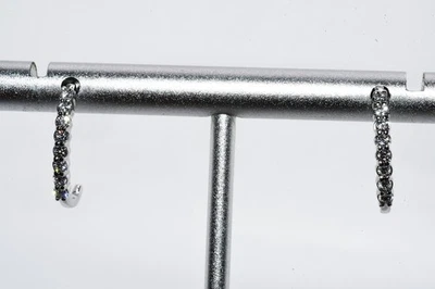 $700 .925 Sterling Silver .35CT Lab-Grown White Diamond Cluster J-Hoop Earrings - Image 1 of 4