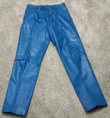 Pantalones Para Hombre Vintage Cuero Azul 36 Plisados Cougar International 3 Bolsillos Cremallera Foto 1 de 4