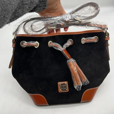 Dooney & Bourke Suede Drawstring Crossbody Bags Black  - Image 1 of 4