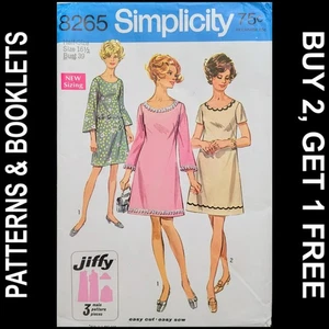 Vintage Simplicity Jiffy Half Size Dress Pattern #8265 Size 16.5 UNCUT - Picture 1 of 6