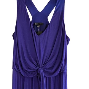 INC Large Sleeveless Jumpsuit Rayon Blend Royal Blue Cross-Straps & Knot Detail - Picture 1 of 14
