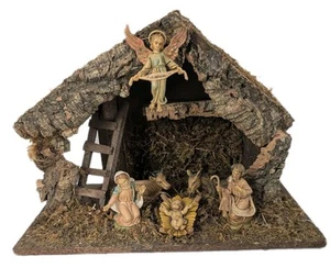 Vintage Nativity Set Italy Rustic 7 Pieces Including Stable Christmas READ - Picture 1 of 23