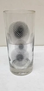 MCM LIBBEY NORFOLK BLACK DASH SPIRAL STARBURST ATOMIC GLASS TUMBLER 6" - Picture 1 of 5
