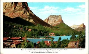 1930er NE Postkarte Glacier National Park Omaha Burlington Route Zug Eisenbahn RR - Bild 1 von 2