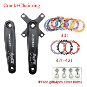 BUCKLOS Bike Crankset 104BCD 170mm Crank Bicycle Chainring 30-42T Narrow Wide US - Picture 1 of 24