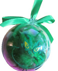 HAND MADE GRINCH FEATHER FILLED PLASTIC BAUBLE. TREE DECORATION XMAS.