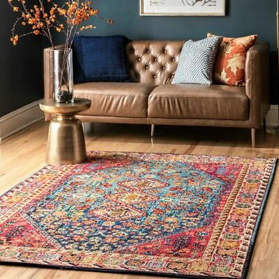 nuLOOM Traditional Vintage Vibrant Area Rug in Red, Blue, Orange Multi