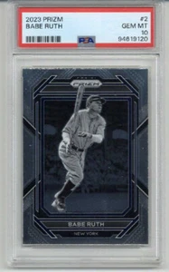 2023 PANINI PRIZM #2 BABE RUTH CARD NEW YORK YANKEES PSA 10 LOW POP MOLTO RARA - Foto 1 di 2