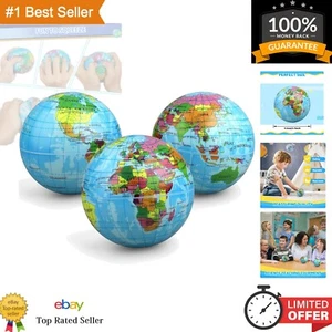 3-Pack Foam Earth Ball - 3.7 Inch Educational Geography Squishies for Kids - Picture 1 of 10