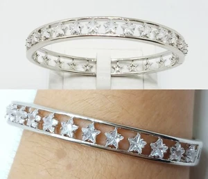 Elegante bracciale da donna in acciaio rigido zirconi a stella argento ramato - Foto 1 di 11