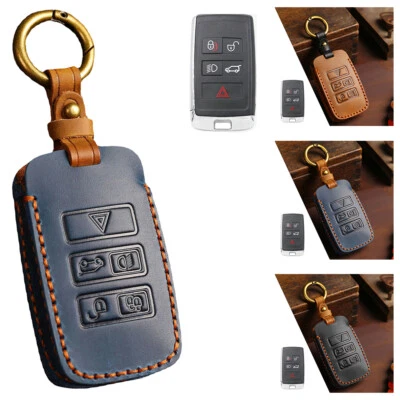 Leather Remote Key Case Cover For Jaguar XE XF F-PACE E-PACE I-PACE 2020-2024