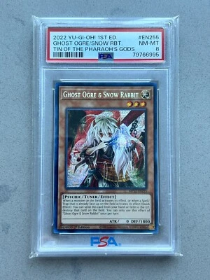 PSA 8 Ghost Ogre and Snow Rabbit PRISMATIC SECRET RARE Yugioh MP22-EN255 1st Ed - Image 1 of 3
