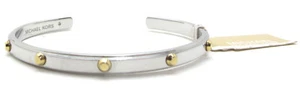 NEW MICHAEL KORS Heritage Astor Silver with Gold Studs 2.5 in Open Cuff Bangle - Picture 1 of 6