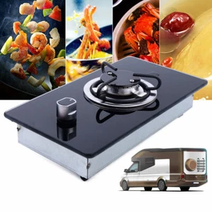 1 Burner Gas Cooktop Boat Caravan RV Camper LPG Gas Stove Hob W/Tempered Glass - Bild 1 von 24
