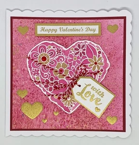 Valentinstagskarte rot & rosa Herz 7" quadratisch - Bild 1 von 5