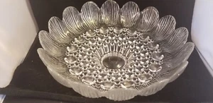 vintage Rare large cut crystal scalloped bowl with bark texture - Picture 1 of 5