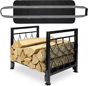 Firewood Carrier with Log Bag Indoor Outdoor Wood Storage, Heavy Duty Steel, Sto - Picture 1 of 12
