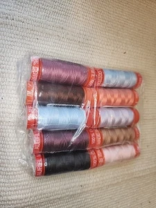 New - SEWING THREAD LOT- 10 Small Spools-Aurifil Cotton 50wt Assorted  - Picture 1 of 3