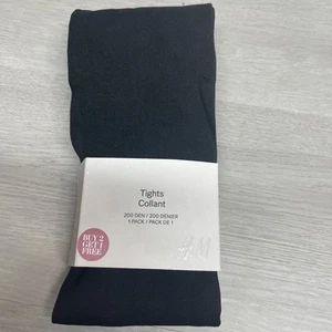 H&M Black Tights Collant Size XL New 200 Den 1 Pack - Picture 1 of 2