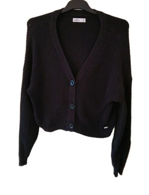 Hollister Women's Black Cardigan Size M Three Buttons Long Sleeve Cotton Blend - Image 1 of 4