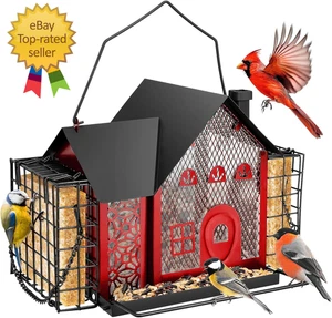 Bird Feeders for Outdoors Hanging - Metal Bird Feeder with Double Suet Cage - Picture 1 of 12