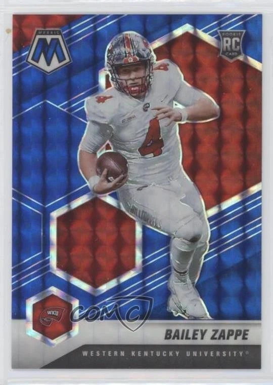 2022 Panini Mosaic Draft Picks Mosaic Blue Prizm /75 Bailey Zappe #20 Rookie RC - Image 1 of 2