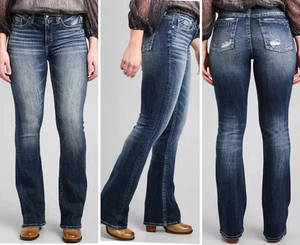 Schnalle schwarz Fit No. 93 Mid-Rise Bootcut Stretch Jeans 29 x 31 Distressed Pocket - Bild 1 von 13