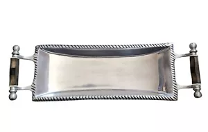 Large Aluminum Bread Condiments Tray Platter With Handles Table Decor - Picture 1 of 9